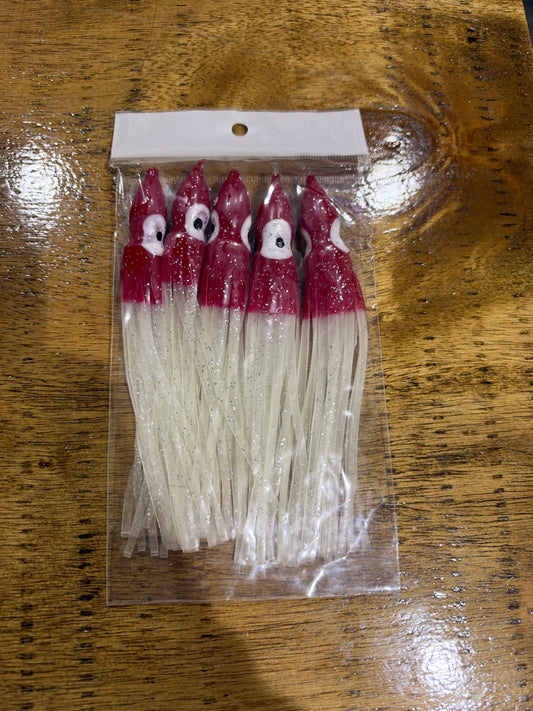 Squid Skirt 4.5 in. - Red/White 5 Pack